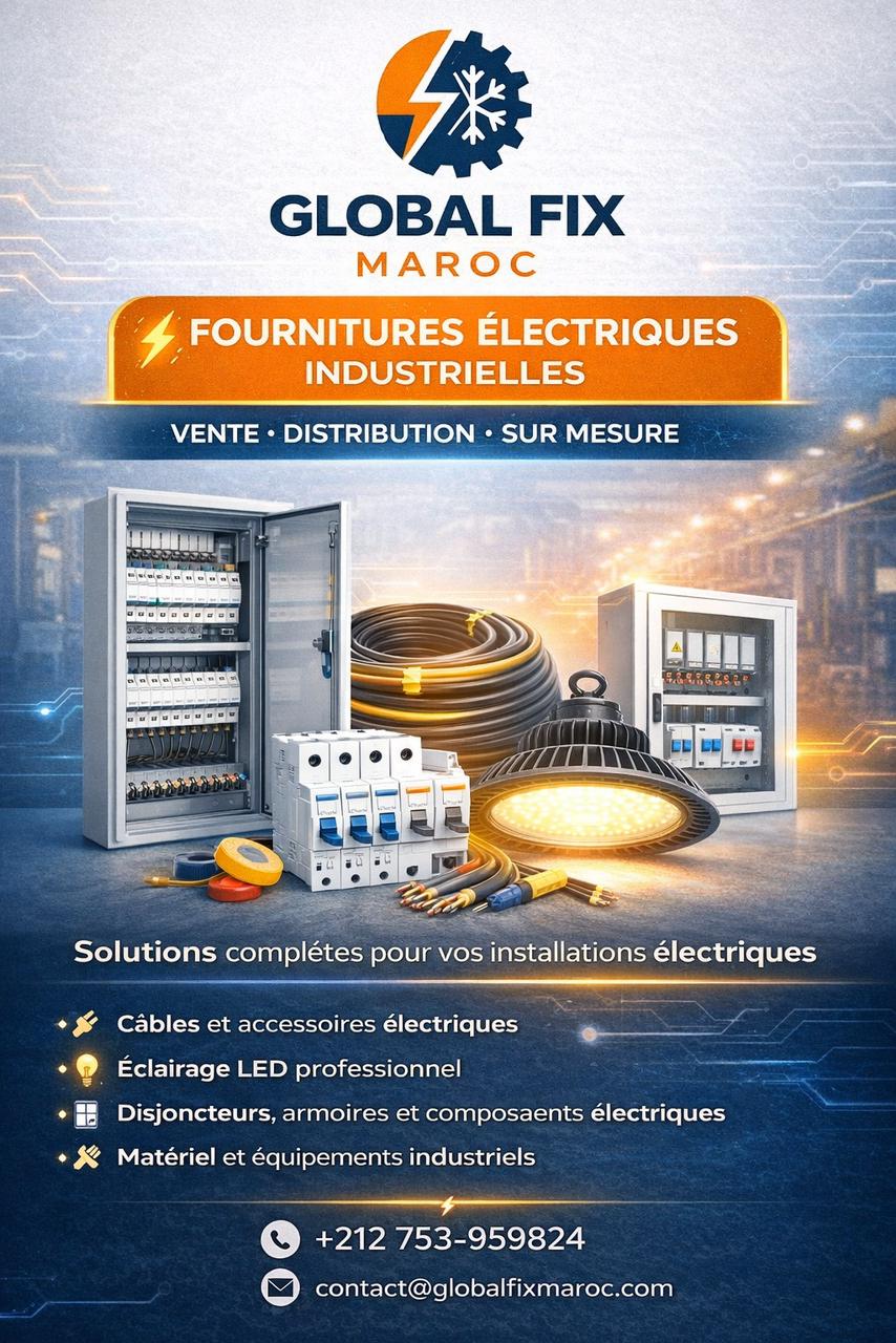 Fournitures électriques industrielles Maroc - câbles armoires disjoncteurs - Global Fix Maroc